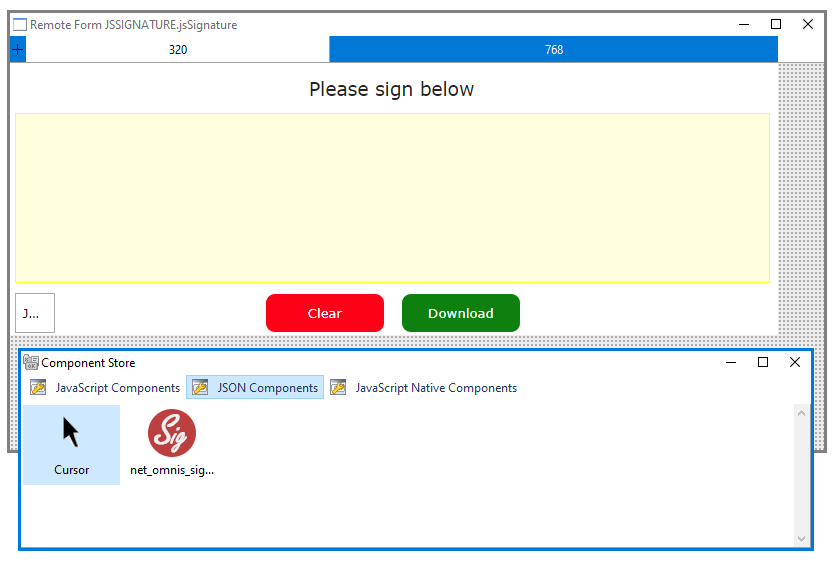 Adding Signature Capture to Omnis using a JSON Component